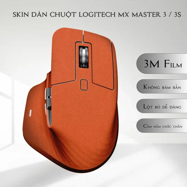 Skin dán chuột Logitech MX Master 2, 2s, 3, 3s mẫu màu vải cam