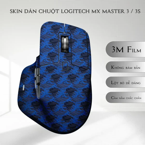 Skin dán chuột Logitech MX Master 2, 2s, 3, 3s mẫu sóng xanh dương