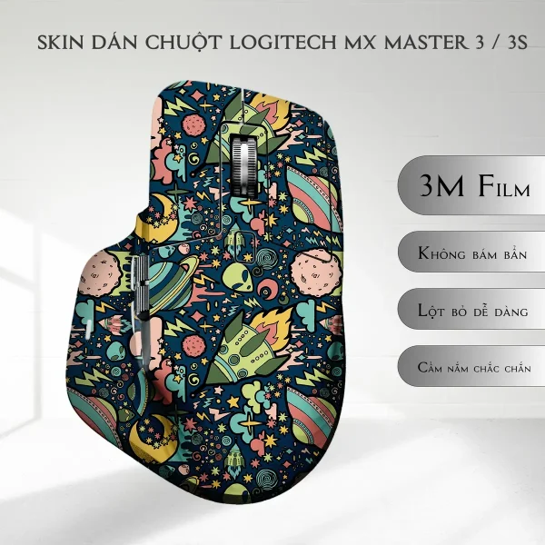 Skin dán chuột Logitech MX Master 2, 2s, 3, 3s mẫu stickerbomb không gian