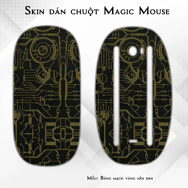 Skin dán chuột Magic Mouse mẫu Bảng mạch vàng nền đen