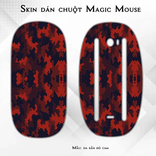 Skin dán chuột Magic Mouse mẫu da rắn đỏ cam