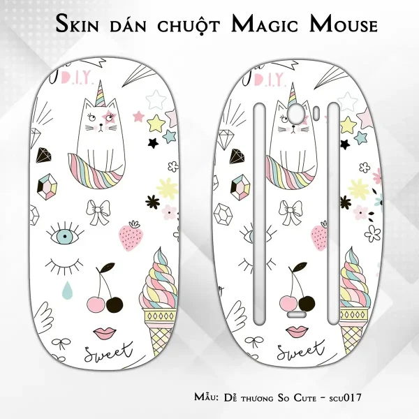 Skin dán chuột Magic Mouse mẫu Dễ thương So Cute - scu017