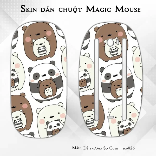 Skin dán chuột Magic Mouse mẫu Dễ thương So Cute - scu026