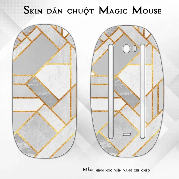 Skin dán chuột Magic Mouse mẫu hình học viền vàng xếp chéo