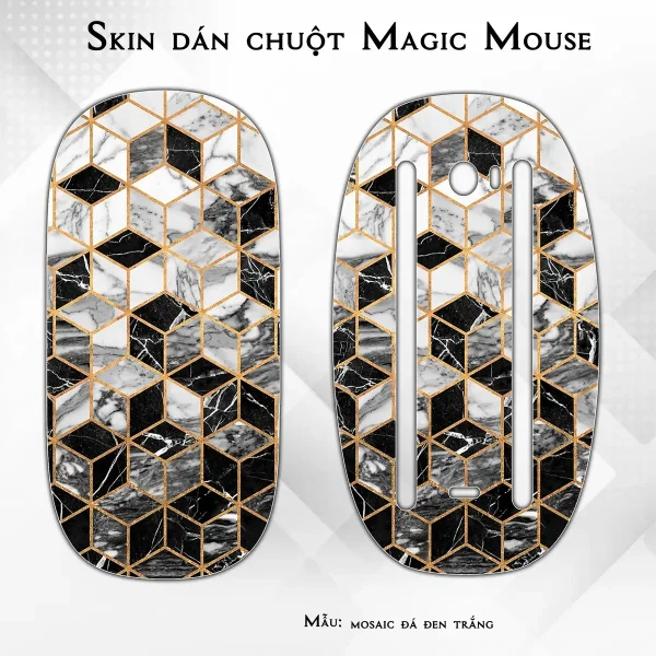 Skin dán chuột Magic Mouse mẫu mosaic đá đen trắng