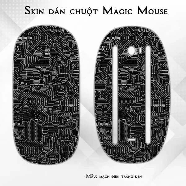 Skin dán chuột Magic Mouse mẫu mạch điện trắng đen
