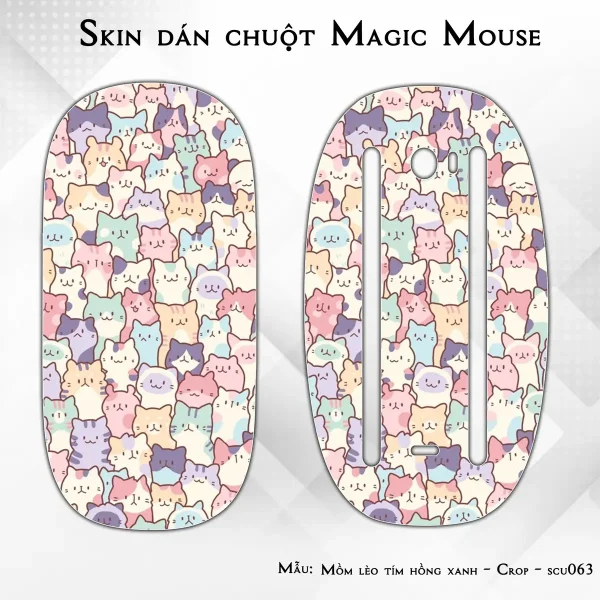 Skin dán chuột Magic Mouse mẫu Mồm lèo tím hồng xanh - Crop - scu063
