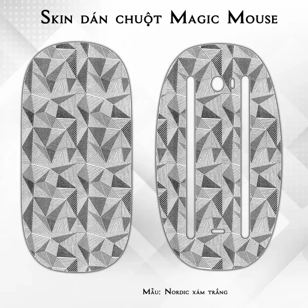 Skin dán chuột Magic Mouse mẫu Nordic xám trắng