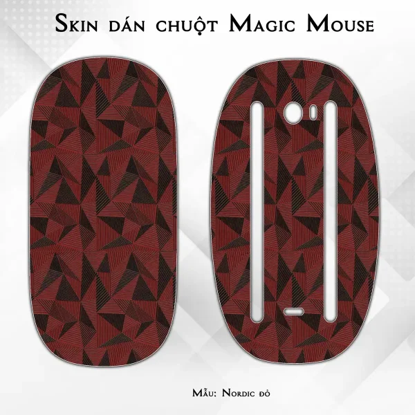 Skin dán chuột Magic Mouse mẫu Nordic đỏ