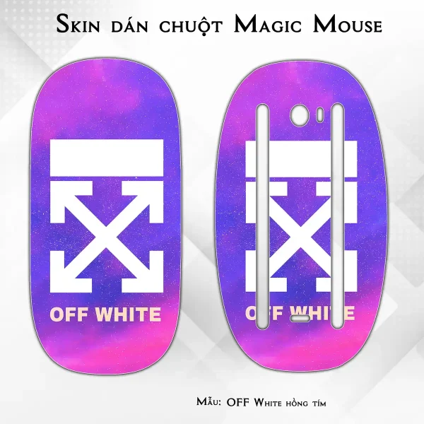 Skin dán chuột Magic Mouse mẫu OFF White hồng tím