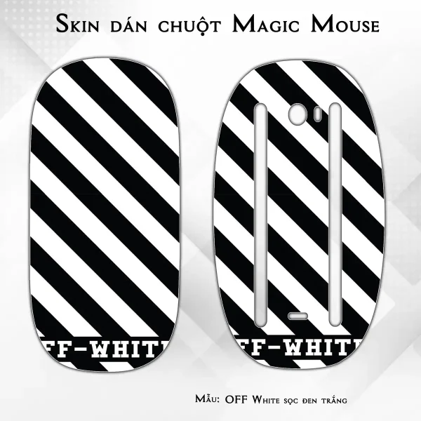 Skin dán chuột Magic Mouse mẫu OFF White sọc đen trắng