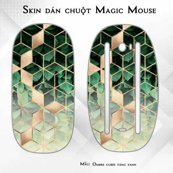 Skin dán chuột Magic Mouse mẫu Ombre cubes vàng xanh