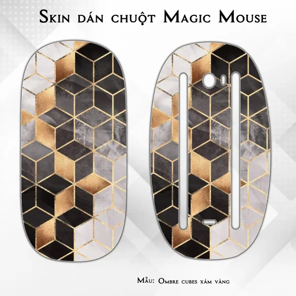 Skin dán chuột Magic Mouse mẫu Ombre cubes xám vàng