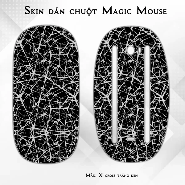 Skin dán chuột Magic Mouse mẫu X-cross trắng đen
