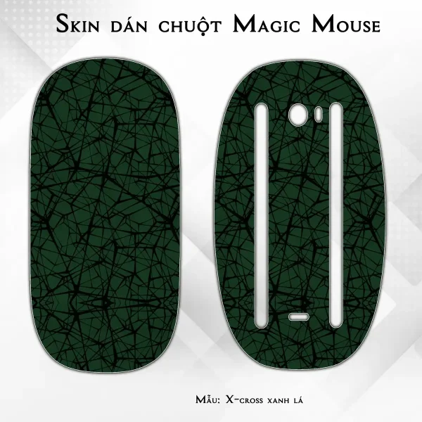 Skin dán chuột Magic Mouse mẫu X-cross xanh lá