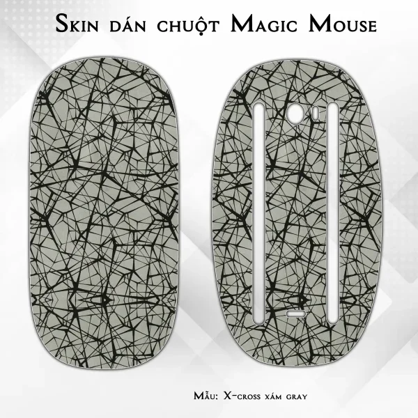 Skin dán chuột Magic Mouse mẫu X-cross xám gray