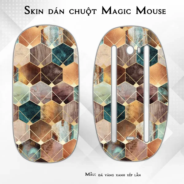 Skin dán chuột Magic Mouse mẫu đá vàng xanh xếp lẫn