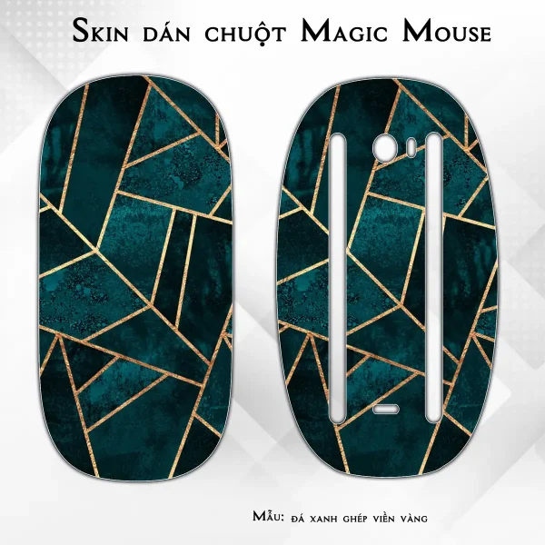 Skin dán chuột Magic Mouse mẫu đá xanh ghép viền vàng