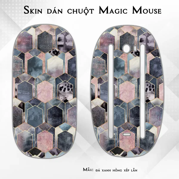 Skin dán chuột Magic Mouse mẫu đá xanh hồng xếp lẫn