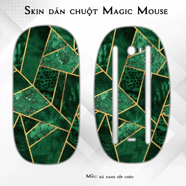 Skin dán chuột Magic Mouse mẫu đá xanh xếp chéo
