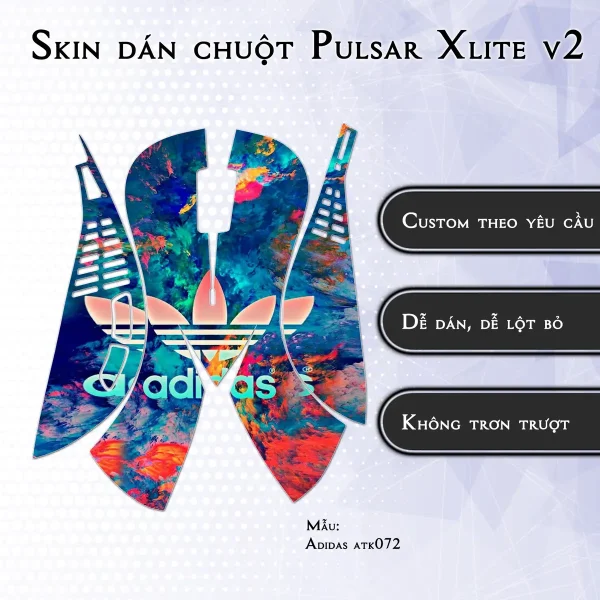 Skin dán chuột Pulsar Xlite Wireless v2 mẫu Adidas atk072