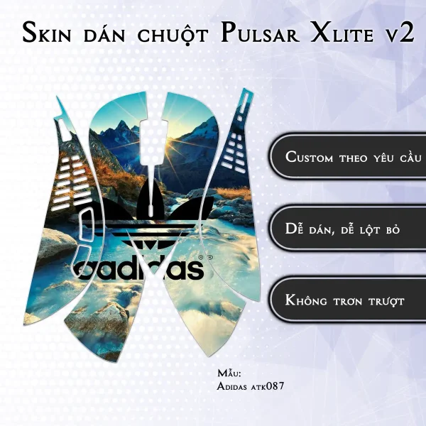 Skin dán chuột Pulsar Xlite Wireless v2 mẫu Adidas atk087