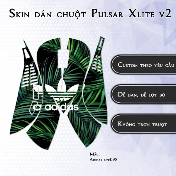 Skin dán chuột Pulsar Xlite Wireless v2 mẫu Adidas atk098