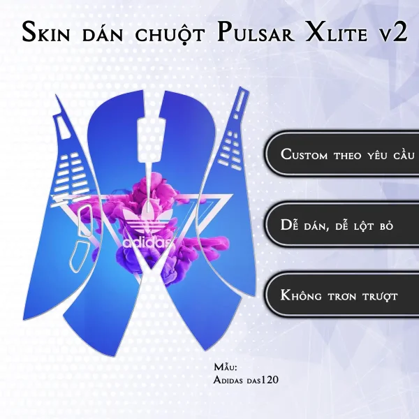 Skin dán chuột Pulsar Xlite Wireless v2 mẫu Adidas das120