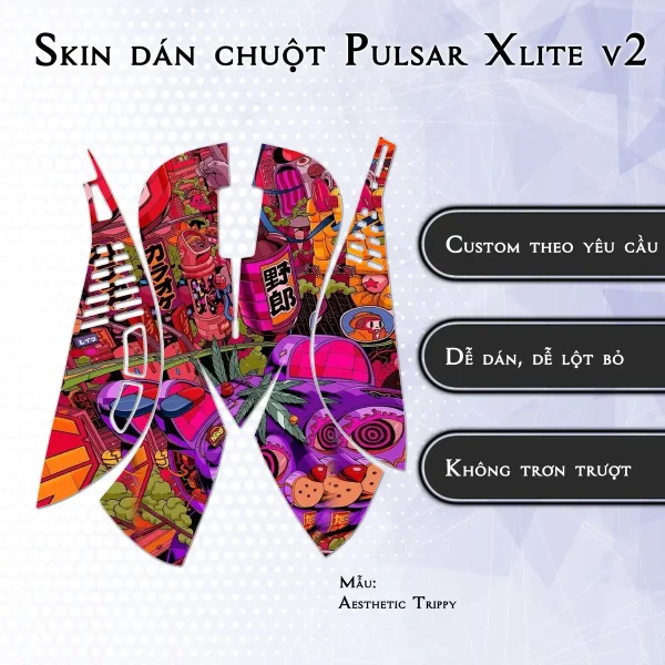 Skin dán chuột Pulsar Xlite Wireless v2 mẫu Aesthetic Trippy