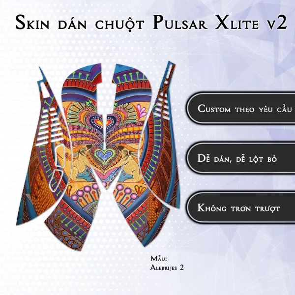 Skin dán chuột Pulsar Xlite Wireless v2 mẫu Alebrijes 2