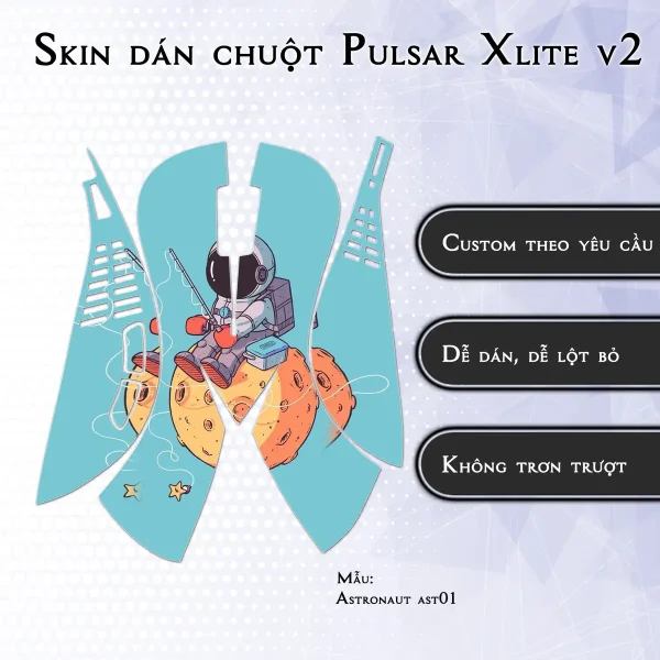 Skin dán chuột Pulsar Xlite Wireless v2 mẫu Astronaut ast01