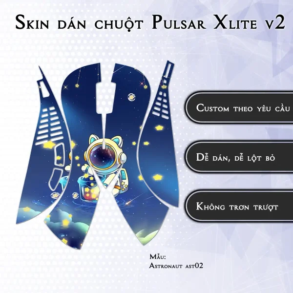 Skin dán chuột Pulsar Xlite Wireless v2 mẫu Astronaut ast02