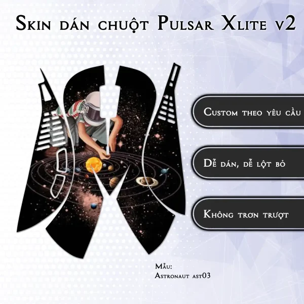 Skin dán chuột Pulsar Xlite Wireless v2 mẫu Astronaut ast03