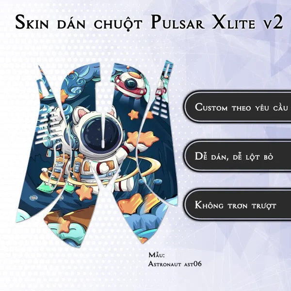 Skin dán chuột Pulsar Xlite Wireless v2 mẫu Astronaut ast06
