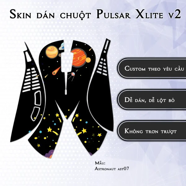 Skin dán chuột Pulsar Xlite Wireless v2 mẫu Astronaut ast07