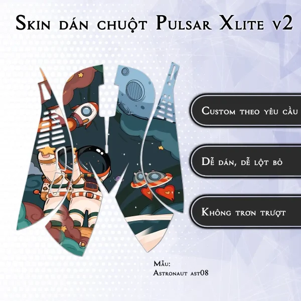Skin dán chuột Pulsar Xlite Wireless v2 mẫu Astronaut ast08