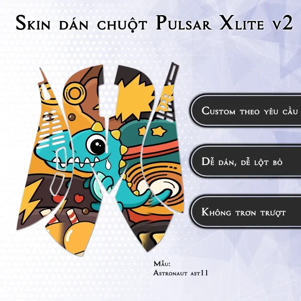 Skin dán chuột Pulsar Xlite Wireless v2 mẫu Astronaut ast11
