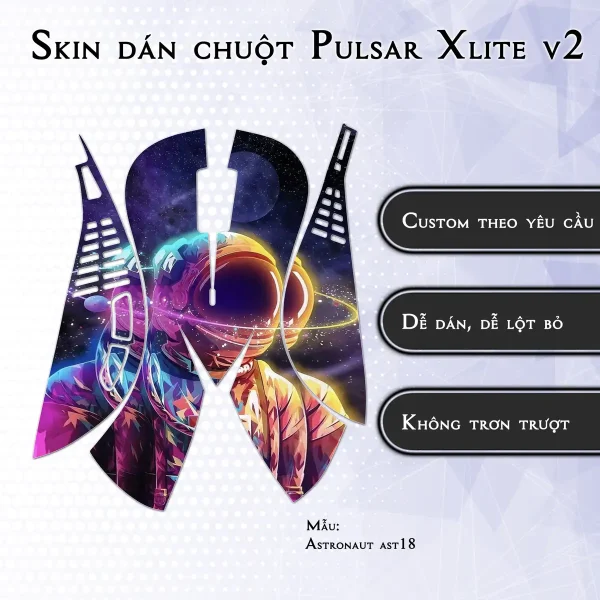 Skin dán chuột Pulsar Xlite Wireless v2 mẫu Astronaut ast18