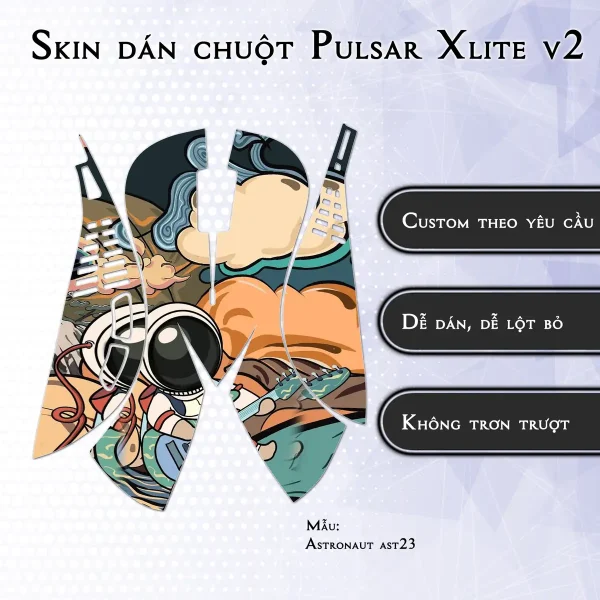 Skin dán chuột Pulsar Xlite Wireless v2 mẫu Astronaut ast23