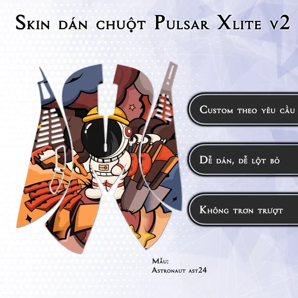Skin dán chuột Pulsar Xlite Wireless v2 mẫu Astronaut ast24