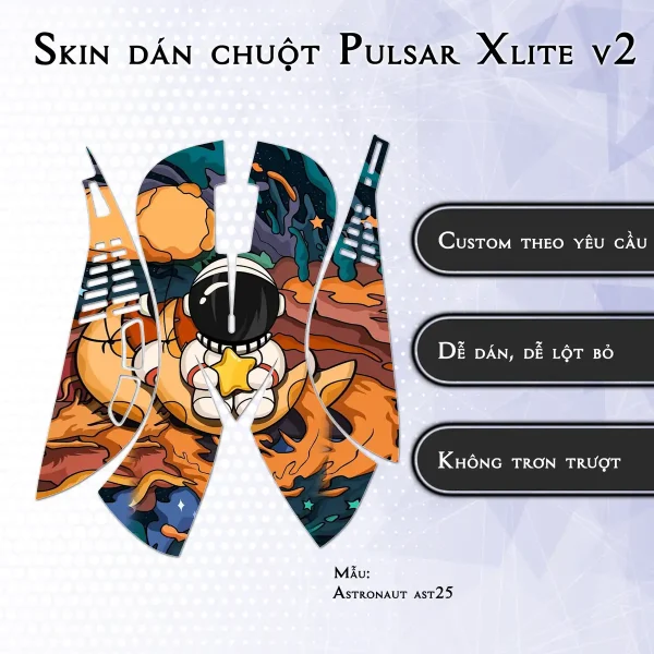 Skin dán chuột Pulsar Xlite Wireless v2 mẫu Astronaut ast25
