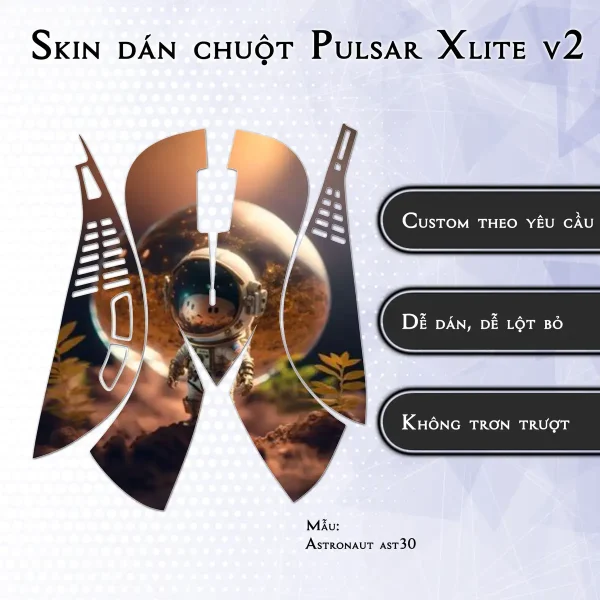 Skin dán chuột Pulsar Xlite Wireless v2 mẫu Astronaut ast30