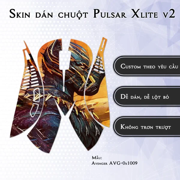 Skin dán chuột Pulsar Xlite Wireless v2 mẫu Avenger avg1009