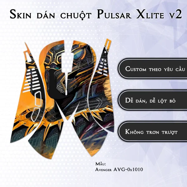 Skin dán chuột Pulsar Xlite Wireless v2 mẫu Avenger avg1010