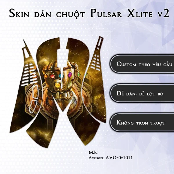 Skin dán chuột Pulsar Xlite Wireless v2 mẫu Avenger avg1011