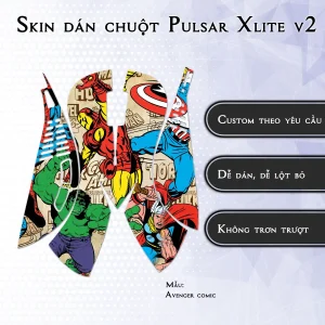 Skin dán chuột Pulsar Xlite Wireless v2 mẫu Avenger comic