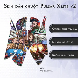 Skin dán chuột Pulsar Xlite Wireless v2 mẫu Avenger infwar