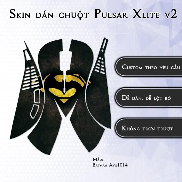 Skin dán chuột Pulsar Xlite Wireless v2 mẫu Batman Avg1014