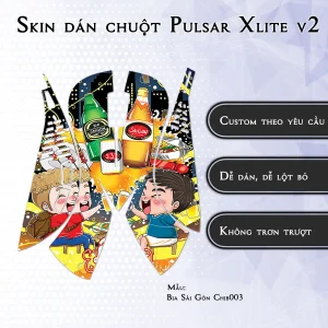 Skin dán chuột Pulsar Xlite Wireless v2 mẫu Bia Sài Gòn Chib003