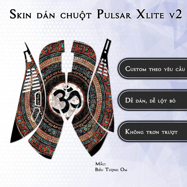 Skin dán chuột Pulsar Xlite Wireless v2 mẫu Biểu Tượng Om